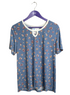 Adaptive Short Sleeve Blue Top with Mauve