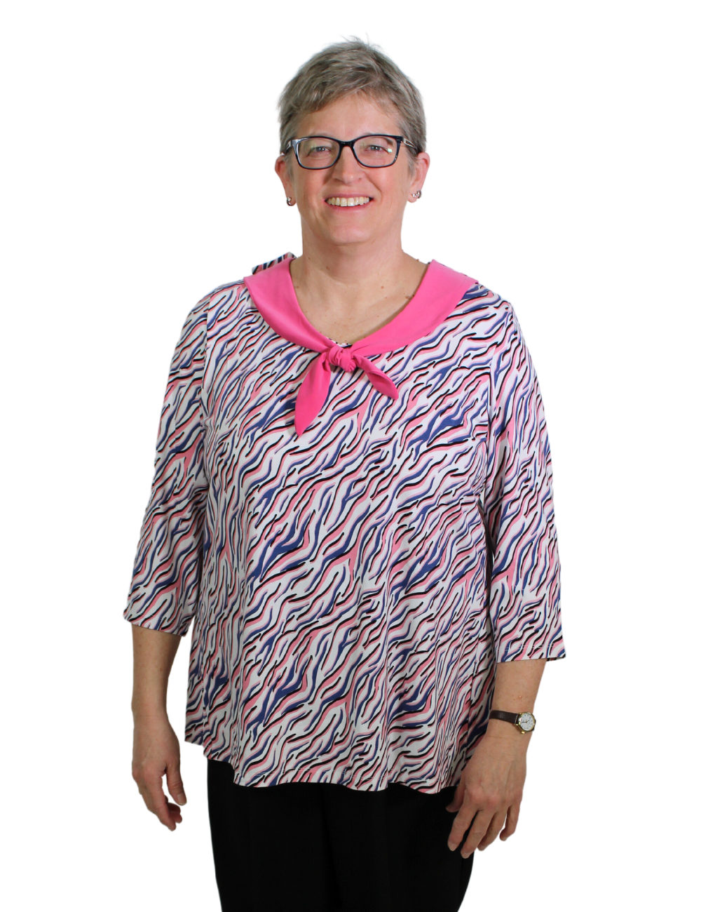 Ella Adaptive Top - Pink Geometric – Geri Fashions