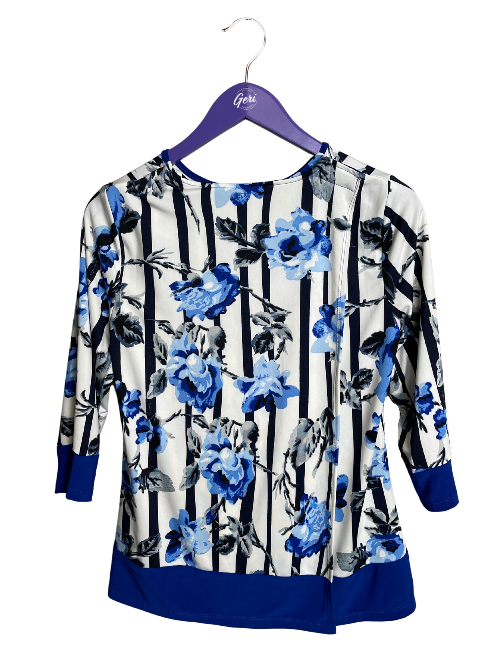 Adaptive Royal Blue Floral Print Top – Geri Fashions