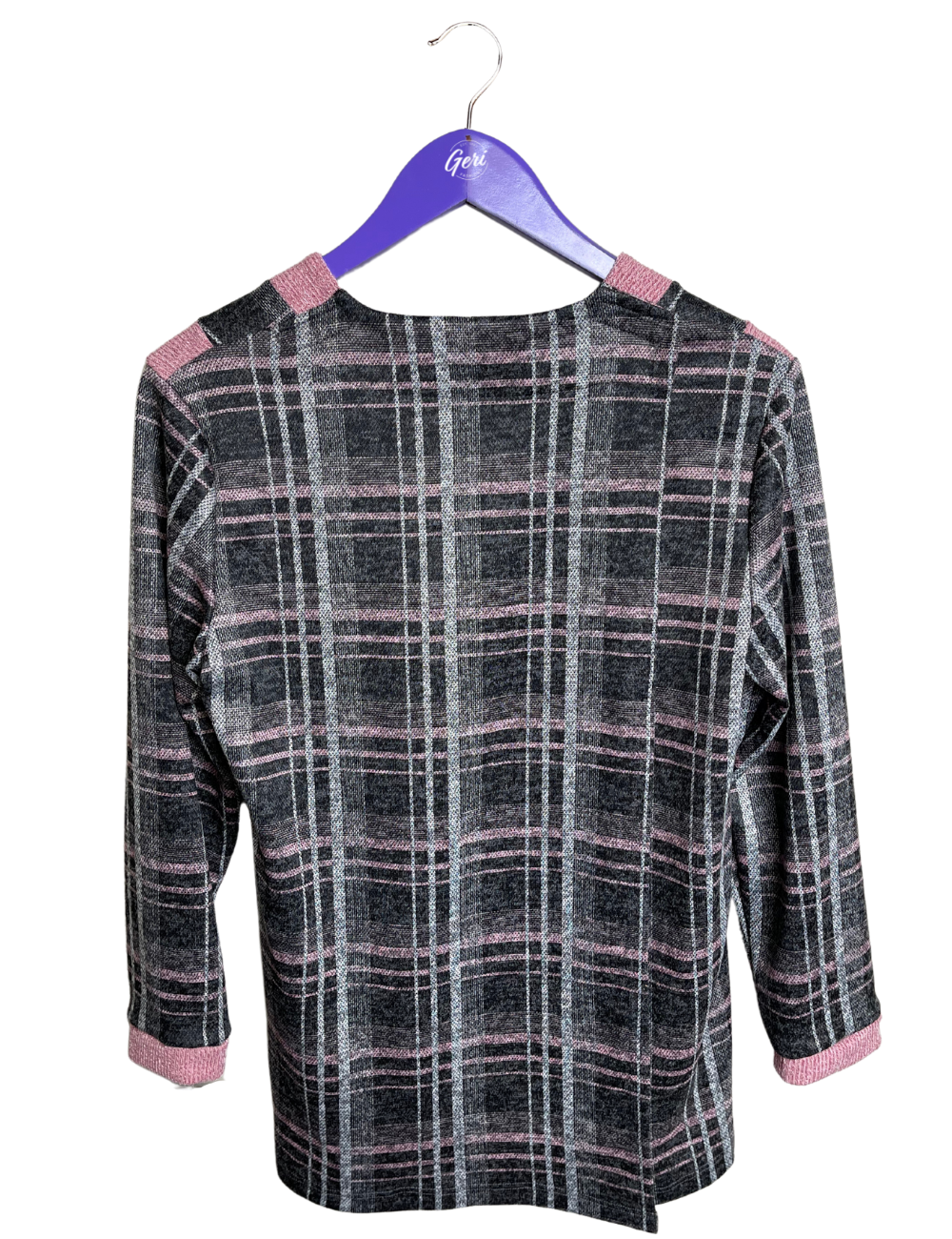 Adaptive Round Neck Pink & Plaid Top