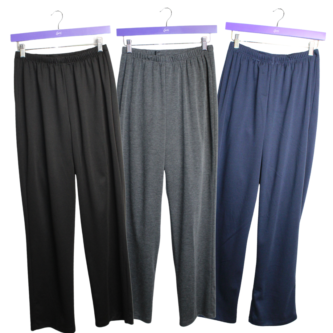Adaptive Ladies' Cozy Knit Open Back Pants - Set of 3