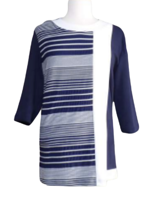 Adaptive Navy & White Striped 3/4 Sleeve Top